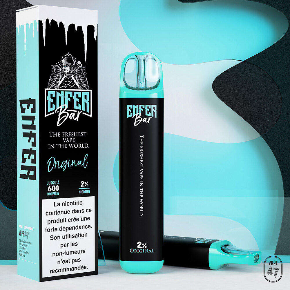 ENOR20BA - ENFER Bar Original 20mg 2mL - VAPE 47 - Puff cigarette prêt à vaper électronique et pod pour sevrage tabagique