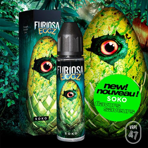 EGSO0050 - Furiosa EGGZ Soko 0mg 50mL - Vape 47 - Packshot E-liquide cigarette électronique pod sevrage tabagique vapers vapoteur intermédiaire avancé