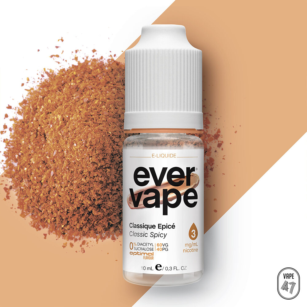 EVCE0310 -EVER VAPE® Classique Epice 10mL -Vape 47 - Packshot E-liquide cigarette électronique pod sevrage tabagique vapers vapoteur débutant