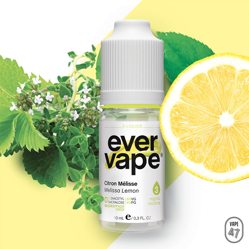 EVCS0310 -EVER VAPE® Citron Melisse 10mL -Vape 47 - Packshot E-liquide cigarette électronique pod sevrage tabagique vapers vapoteur débutant