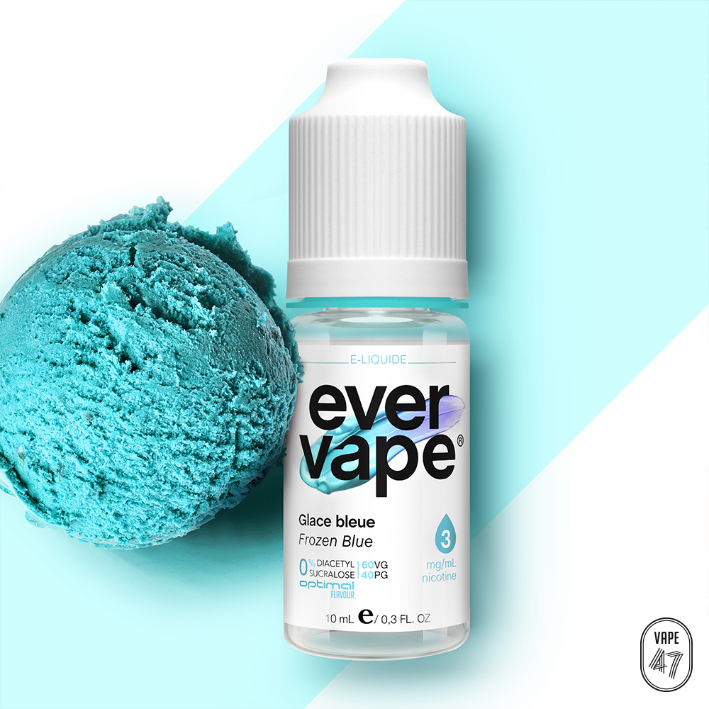 EVGB0310 - EVER VAPE Glace Bleue 10mL -Vape 47 - Packshot E-liquide cigarette électronique pod sevrage tabagique vapers vapoteur débutant