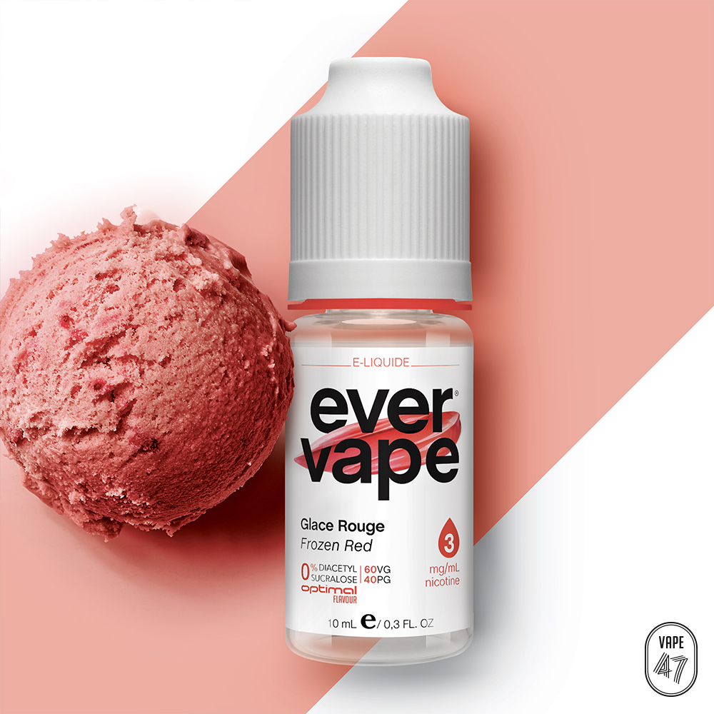 EVGR0310 - EVER VAPE® Glace Rouge 10mL -Vape 47 - Packshot E-liquide cigarette électronique pod sevrage tabagique vapers vapoteur débutant