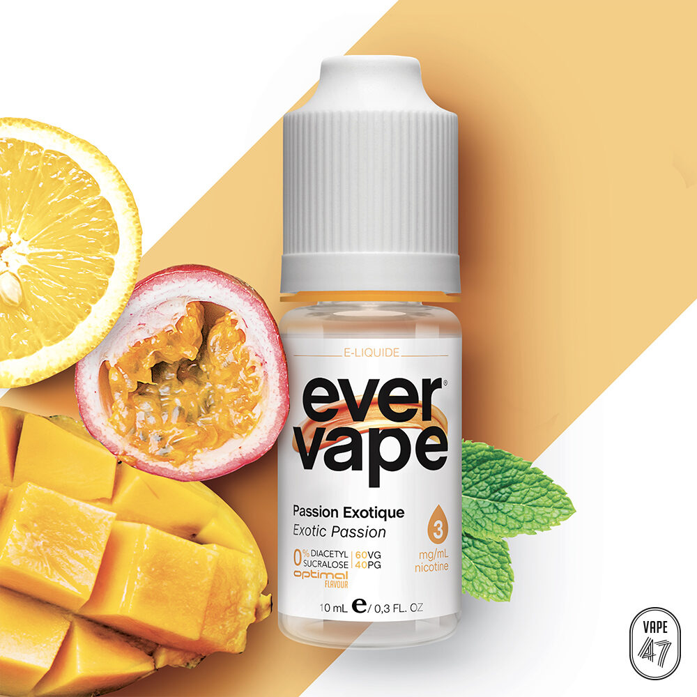 EVPE0310 - EVER VAPE® Passion Exotique 10mL - Vape 47 - Packshot E-liquide cigarette électronique pod sevrage tabagique vapers vapoteur débutant