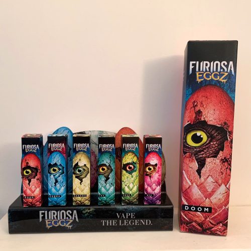 PLV Marque Furiosa EGGZ - Vape 47 - E-liquide 50mL et 10mL cigarette électronique pod sevrage tabagique vapers vapoteur débutant intermédiaire